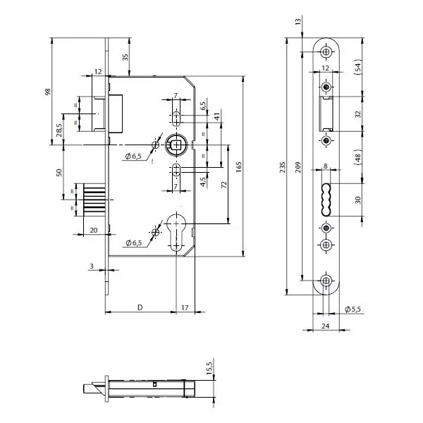 Assa Abloy N1000/55/20 / корпус врезного замка: купить в Москве