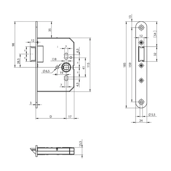 Assa Abloy N1002/55/20 / корпус врезного замка: купить в Москве