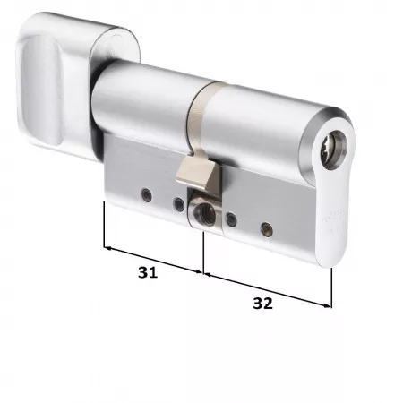 CY 333 T  chrome / цилиндр ключ+поворотная кнопка (закаленная сталь)   : купить в Москве