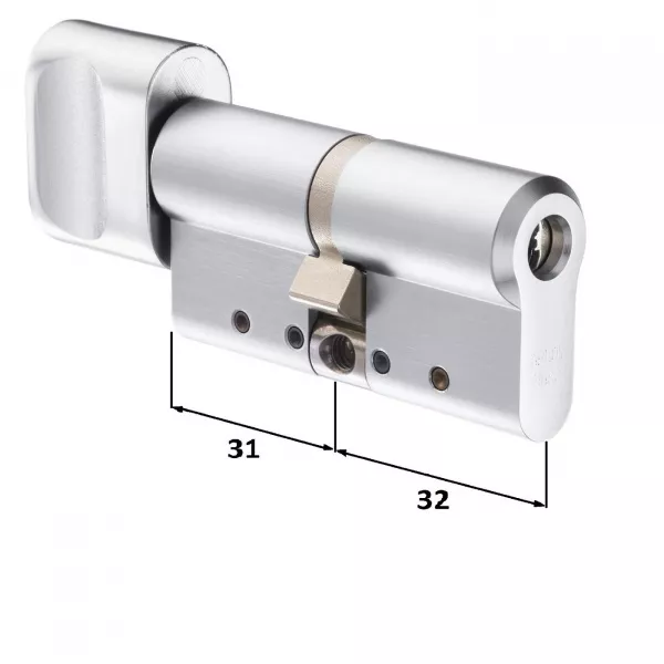 CY 333 T  chrome / цилиндр ключ+поворотная кнопка (закаленная сталь)   : купить в Москве