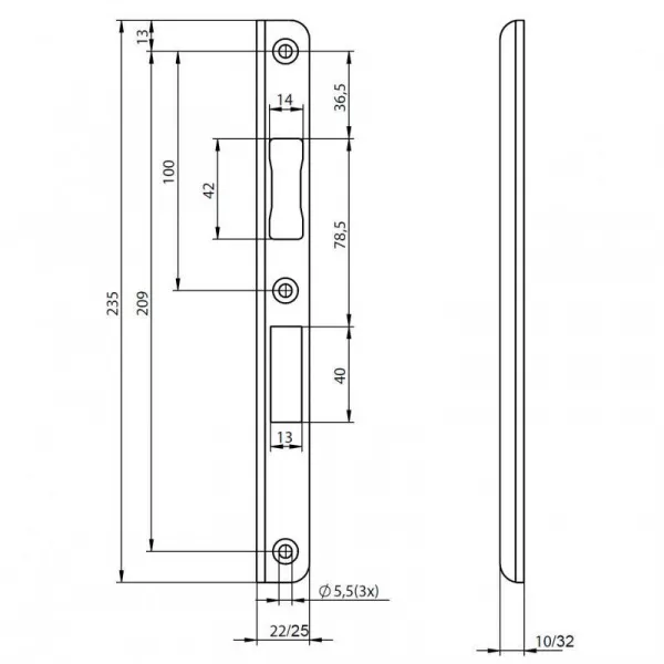 Assa Abloy N6000 / 22/10x235/ запорная планка для дверей c фальцем : купить в Москве
