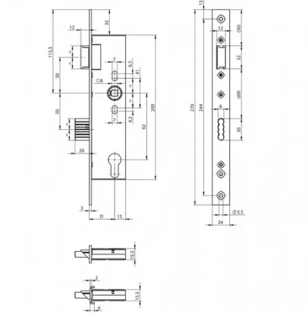 Assa Abloy N1500-PF1/92/35/8/24 / корпус врезного замка для профильных дверей: купить в Москве
