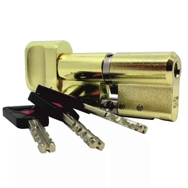 CY 333 U  bright brass/ цилиндр ключ+поворотная кнопка (закаленная сталь)   : купить в Москве