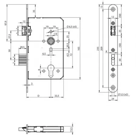 Assa Abloy N11XX-PF3/72/60/9/B / Корпус замка с функцией «антипаника»: купить в Москве