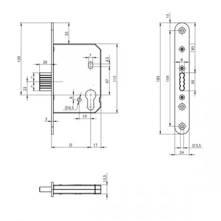 Assa Abloy N1003/55/20 / корпус врезного замка: купить в Москве