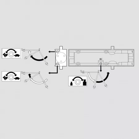 Assa Abloy DC 135---EV1 со скользящей тягой  silver/ доводчик для внутренних дверей с макс весом 60 : купить в Москве