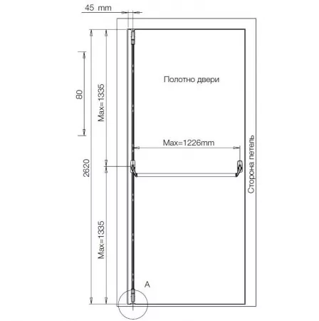 ABLOY PBE 007 L  Chrome/хром/ нажимная штанга на пассивное полотно   : купить в Москве