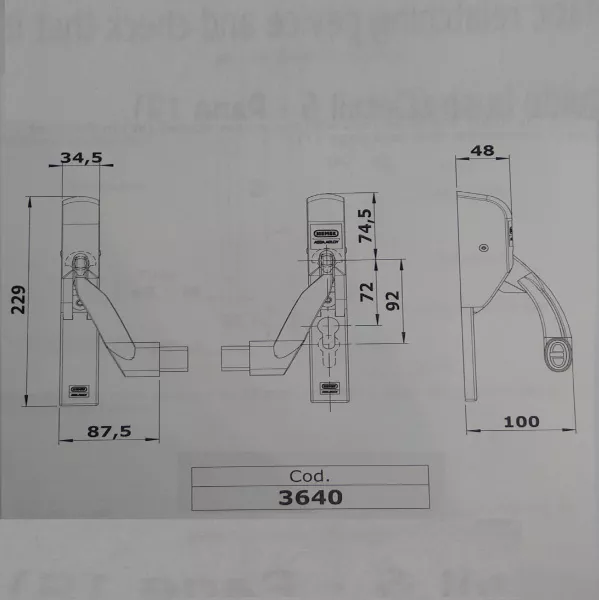 Nemef 3640/1 PZ72/92mm (черный пластик) / механизм паник бара: купить в Москве